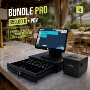 BUNDLE PRO - Kasa/All in One Fiskalna blagajna + Termalni printer + Ladica za novac